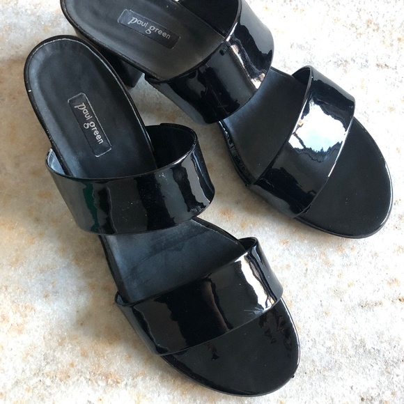 Paul Green Patent Leather Slides - Picture 1 of 8